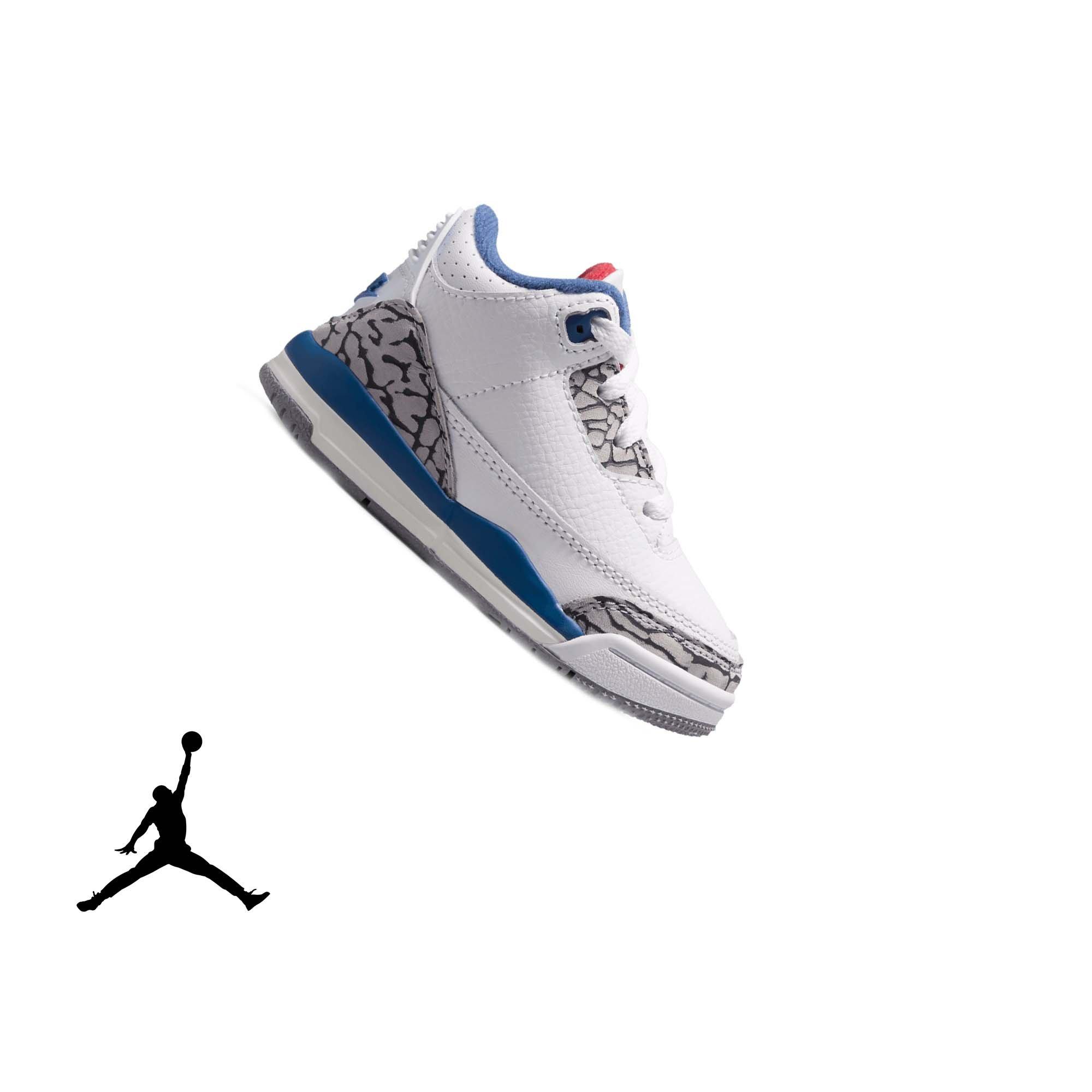 Jordan 3 Retro "True Blue" Toddler Kids' Shoe - WHITE/FIRE RED/TRUE BLUE